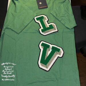 Louis Vuitton Green Tee with Logo Accents